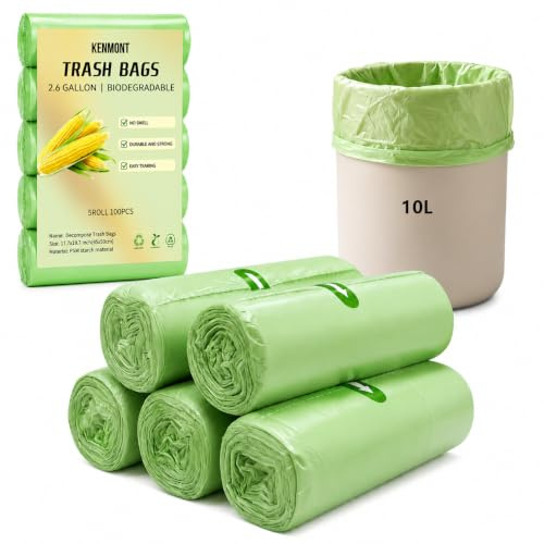 100 Stück Biomüllbeutel 10L, Bio Müllsäcke Müllbeutel Abfallsäcke Biomülltüten Kompostierbare Reißfeste Bio Beutel, 45 x 50 cm Küchen Abfallbeutel für Küche Büro Wohnzimmer Haushalt