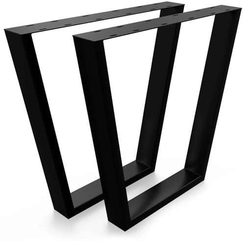 Tischbeine V-Form 77x70 cm Schwarz – Metall Tischgestell 70x30 mm Stahl, Industrial Tischbeine Set 2 Stück