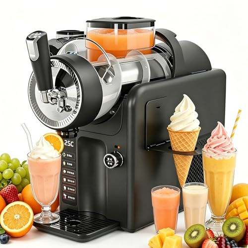 TozMvi Macchina per Granite da 185 W, Macchina per Granite 5 in 1 con 5 programmi preimpostati, Macchina per Gelato Soft per Bevande Fredde Professionale, miscelazione a 360° Black