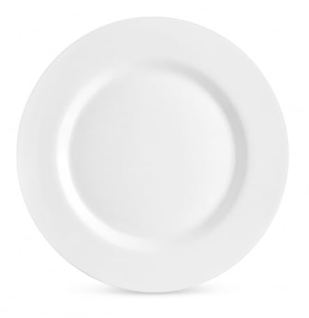 EDBA White Bone China Dinner Plates Set of 6, 25cm Round Dinner Plates, Stackable Lightweight Porcelain Plates, Microwave & Dishwasher Safe, Tableware for Everyday Dining