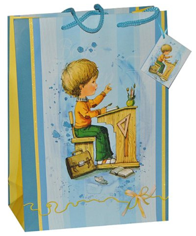alles-meine.de GmbH Geschenkbeutel/Geschenktasche Junge groß - Schulanfang Schuleinführung Tüte Beutel Geschenktüte Tasche
