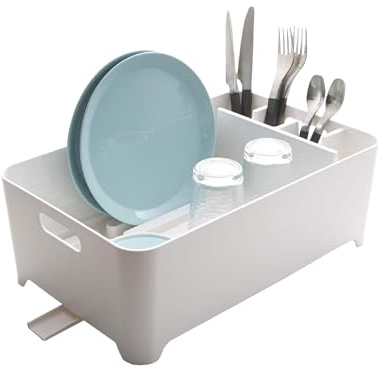 YAMAZAKI 2452 Tower Dish Drainer, White, ABS Resin, 38 x 24 x 13 cm