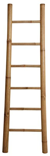 AUBRY GASPARD - Échelle Porte-Serviettes en Bambou Naturel - 6 Barreaux - Dimensions 180 x 55 cm - Ø Barreaux 32 mm - Ø Montants 50 mm - Livré Monté - Idéale pour Salle de Bain et Décoration