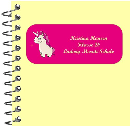 INDIGOS UG Namensaufkleber Kinder Schule - 56x23 mm - Adressetiketten selbstklebend - 049 - Pegasus - 99 Sticker Adressaufkleber personalisiert - Ordner, Bücher, Hefte, Briefumschläge