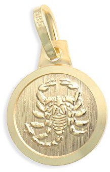 Sternzeichen Tierkreiszeichen Skorpion & Schutzengel 14 Karat Gold 585 Anhänger Durchmesser 10mm (Art.213126)