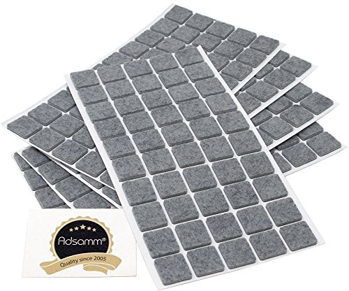 Adsamm® / 250 x feltrini autoadesivi/Grigio / 20x20 mm/Quadrato/piedini per mobili in feltro da 3.5 mm di spessore/pad protettivi per arredi