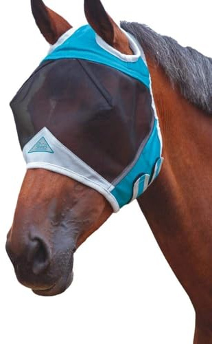 Shires Fine Mesh Fly Mask With Ear Hole - Teal Full