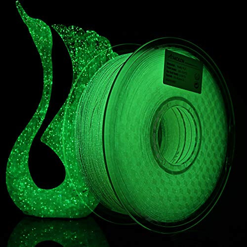 AMOLEN PLA Leuchtet Filament 1,75 mm, Glow In The Dark,im Dunkeln Leuchtendes 3D Drucker Filament, Luminous Grün 1kg Spule