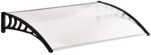 Outsunny Tejadillo de Protección contra Sol y Lluvia Marquesina para Puertas de Exterior Marquesina de Techo Diseño Moderno Aleación de Aluminio Duradero 150x90x25 cm Transparente