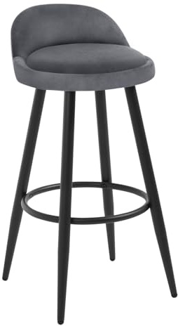 WOLTU Barhocker, Hocker mit Rückenlehne, Samt, Dunkelgrau | Barstuhl, hoher stuhl mit Fußstütze, Küchenhocker für Bar Küche, Theken Bistros, aus Metall