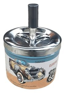 Portacenere Vintage Posacenere in Metallo rotante Autopulente, per Sigarette Portacenere per Fumatori da Tavolo, Modello casuale