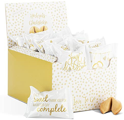 WeddingTree 30 x Glückskekse Hochzeit - Made in Germany – Einzeln verpackt - Geschenkideen für Hochzeitspaar - Geschenk Hochzeit und Verlobung - Hochzeitsgeschenk Deko - Gastgeschenke Hochzeit