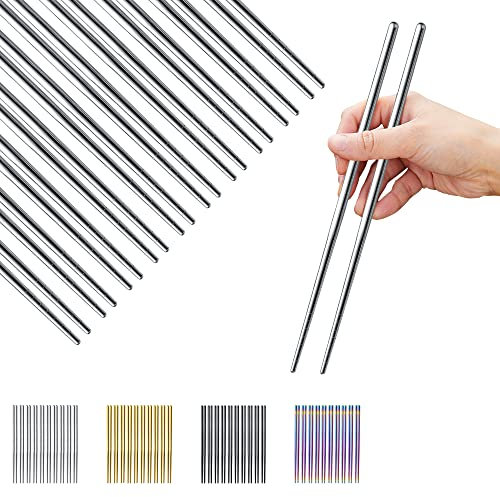 Evanda Essstäbchen 10 Paar wiederverwendbare Essstäbchen Metall-Essstäbchen, Edelstahl-Essstäbchen Leicht zu reinigen, spülmaschinenfest