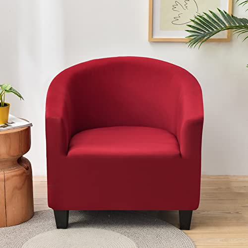 YOPOIY Stretch Club Chair Schonbezug, Weich 1 Stück Sesselbezug, Einfarbig Waschbar Sesselhusse, Polyester rutschfest Möbelschutz -rot-Einheitsgröße