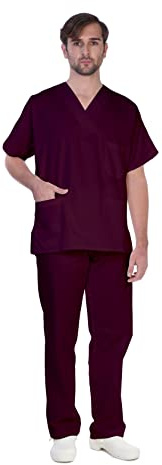 T.H. Service Uniforme Santé Col V Sans Coupe Unisexe | Médical, Infirmière, OSS, bordeaux, M