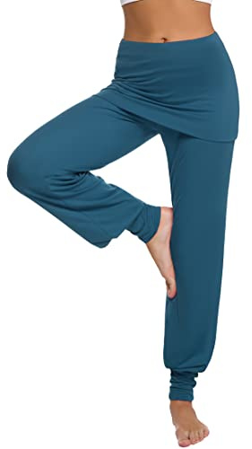 Terecey Pantaloni Yoga Donna Leggins Sportivi Alta Vita Harem Pantalone con Gonna Eleganti per Pilates Fitness Danza Palestra e Tempo Libero Pantalone Elasticizzati Jogging Comodi