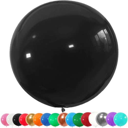 6 Stück Luftballons Gross, 36 Zoll Ballons Groß, Schwarz Latexballon, Luftballons XXL Groß, Grosse Luftballon XXL, Latex Riesige Ballon, für Hochzeit Babyparty Geburtstag Party Deko(91 cm)