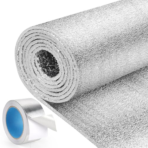 HADOR Reflective Window Film Insulation Roll 24 in X 10 Feet, Foil Aluminum Roll Double-Sided Foam Core, Summer Window Heat Blocker for RV/Skylight Windows - Folded Package