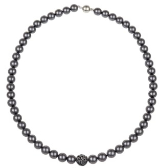 Leslii Damen-Kette Perlen-Collier kurze Perlen-Kette Glitzer Strass-Kugel Magnet-Verschluss (Dunkelgrau)