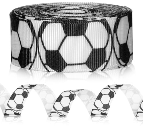 DIYEAH Fußball Dekoratives Band 177 Zoll Lang Satinband Mit Fußballmuster Zum Basteln Partydeko Und Geschenkverpackung