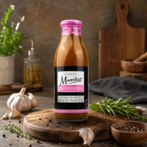 Mumtaz CHICKEN WINGS Marinade Sauce 500g, 15 Minute Magic Marinade, Medium Spiced, BBQ-Grill-Roast-Stir or Air fry, All Natural Ingredients, Gluten Free, Vegan (500g (Pack of 1), Chicken Wings)