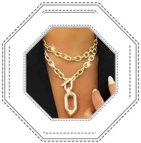 Jovono klobige Choker-Halsketten, goldfarben, mehrlagige Halskette, Kette, Punk, dicke Halsketten, Zubehör für Frauen