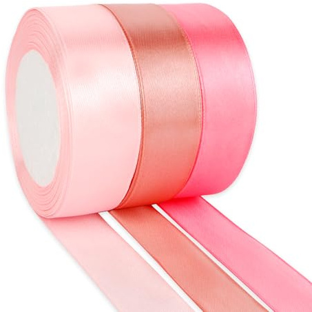 Geschenkband Rosa 3 Farben Satinband 25mm×23m Schleifenband Seidenband Stoffband Seidenbänder Für DIY Handwerk Ribbon Dekoband Zum Basteln Geschenkverpackung Geburtstag Blumenstrauß Party Deko