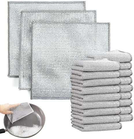30 Pcs Smart Scrubs - Non-Scratch Scouring Cloths, (20 x 20Cm) Multipurpose Metal Dish Cloths, Smart Scrubs Kitchen Metal Scourer For Scrubbing And Cleaning Dishes, Pots, Sinks