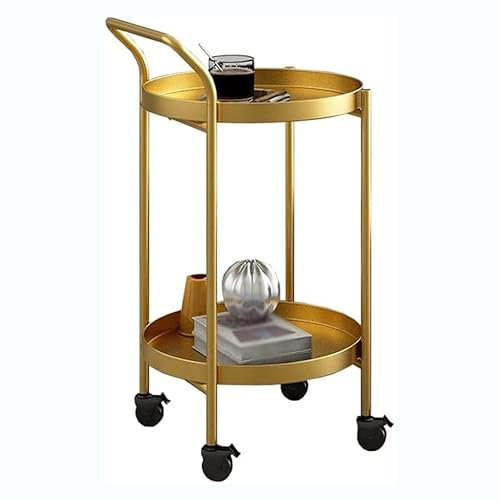 Barwagen Küchenwagen Rollwagen Runder Barwagen aus Metall, Mini-Getränkewagen – Getränkeaufbewahrungswagen mit Rädern, Servierwagen für Hotel- und Clubbarwagen wyqdp24930(Color:,Size:2 Tier)