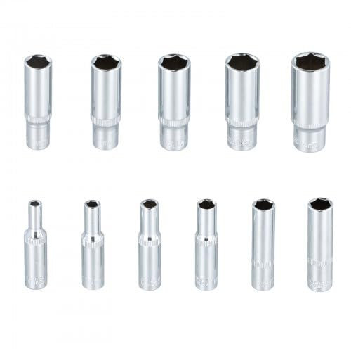 Lot de 11 Douilles Longues, Coffret Douille Longue, Jeu de Douilles Hexagonales, 4-14mm, 50 mm de long, Douille Hexagonales