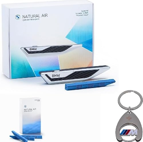 BMW Innenraumduft Set Natural Air Starter + Refill Relaxing Ocean + Schlüsselanhänger Einkaufschip Geschenkset Fan Geschenkidee