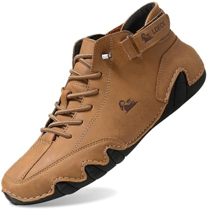 Bottes hautes en daim faites à la main en Italie, Beck Shoes Baskets décontractées légères et imperméables for hommes, chaussures pieds nus for hommes for la randonnée et la conduite, bottes Chukka