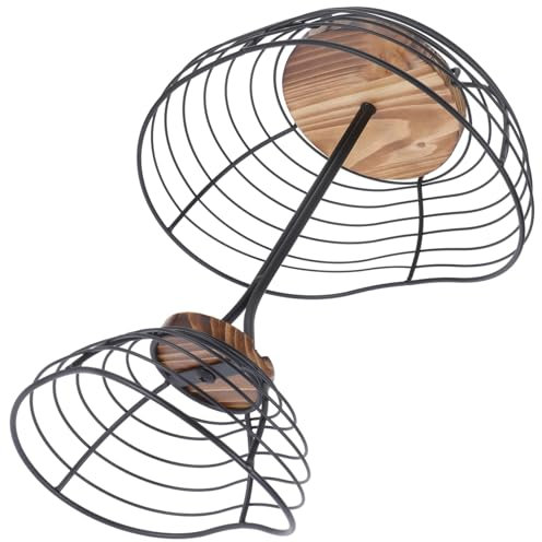 Zerodeko Plato de fruta de múltiples capas canasta de frutas de doble capa frutero de niveles bol largo fruteros para mostrador de cocina cesta de mesa de madera Black