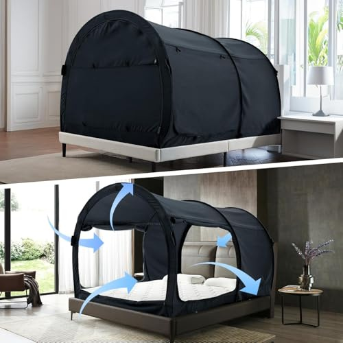 Alvantor Bettzelt, Queen-Size-Schlafzelt, Bett für Erwachsene, Queen-Size-Bett, Baldachin, Pop-Up-Zelt, tragbar, Traum-Sichtschutzzelt für Bett (Matratze Bett Nicht im Lieferumfang enthalten)