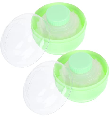 DEARMAMY 2piezas Cajas Almacenaje Polvos Corporales Para Niño Niña Con Puff Suave Contenedor Vacío Para Talco y Polvos Sueltos Diseño Antidesperdicio Para Uso Verano y Viajes