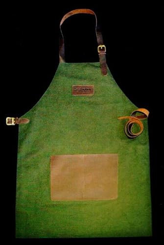Laguiole En Aubrac BBQ-Grillschürze, Leder Baumwolle khaki, TABCOTKA