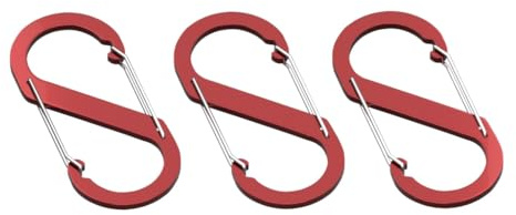 Aluminium S-Shaped Carabiner Hooks, 88mm x 40mm, Set of 3, Lightweight for Camping and Hiking