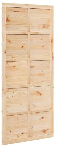 vidaXL Puerta de granero de madera maciza de pino, estilo rústico, acabado mate. Solo para interiores. Perfecta para separar espacios en el comedor. Medidas: 208 x 100 x 2.5 cm. Diseño elegante, idea