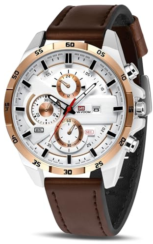 OFFCUP Orologio Uomo Orologio Analogico al Quarzo Orologi da Uomo Cronografo Orologi da Polso Casual Sportivo Moda Classico Elegante Con Cinturino in Pelle Con Data