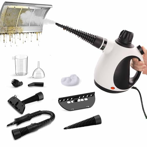 PPLDABNK Kit De Accesorios Para Limpiador A Vapor De 1050 W (juego De 9 Piezas), Depósito De Agua De 350 Ml, Limpieza Profunda Con Vapor A Más De 100 °C, Limpiador A Vapor De Mano,White