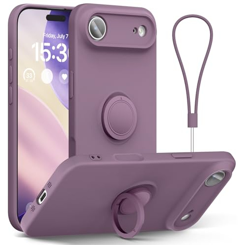 abitku for iPhone Air Case 6.5'', Ring Stand Silicone Slim Design (with Wrist Strap), Magnetic Car Mount Case Cover Compatible with iPhone Air (Lilac Purple)