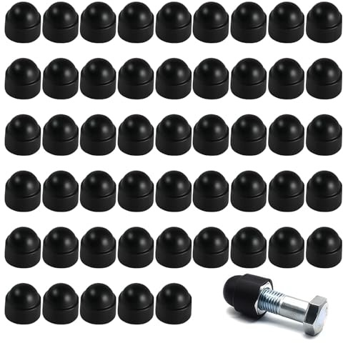50 Pezzi Copridadi, Coprivite Nero, Coprivite in Plastica M8 Copridadi Tappo di Finitura Protettivo e di Sicurezza per Coprire Dadi e Teste a Cappuccio Dadi Ciechi Esagonali