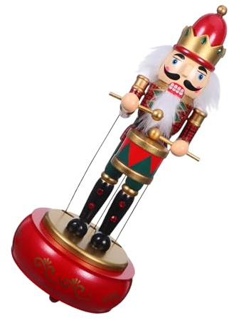 iplusmile Caja de Música Navideña Cascanueces de Madera Roja con Base Redonda Figura Soldado Clásica para Decoración Festiva del Hogar y Ambiente Acogedor