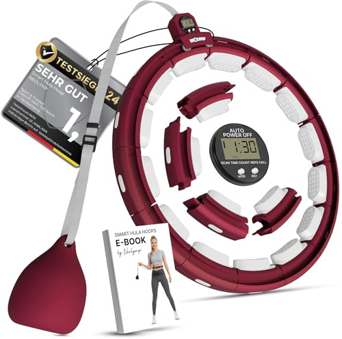 NEOLYMP Smart Hula Hoop Reifen Erwachsene – Hula Hoop leise mit integriertem Tracking für Zeit, Umdrehungen und Kalorien – Fitness Ring verstellbar 29–40 cm klick-System, Home Gym Gymnastikreifen