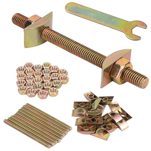 Worktop Connectors, 12pcs Furniture Connecting Bolts with Small Spanner and Half Moon Washers M8x100mm Countertop Connector Bolts and Nuts for Furniture Tabletops