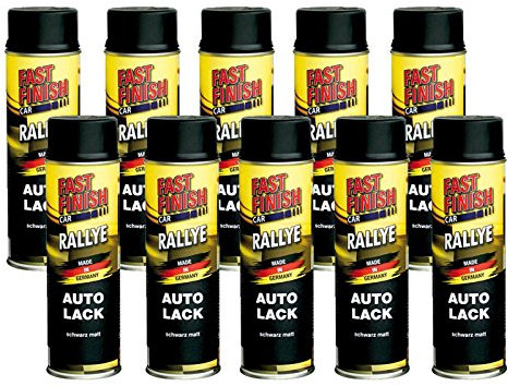 10x 500ml FAST FINISH RALLYE SCHWARZ MATT AUTOLACK SPAYDOSE TUNING 31700310