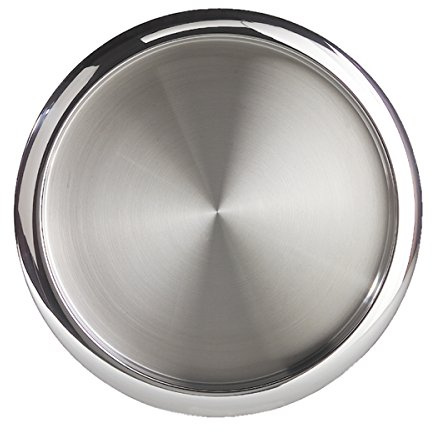 OGGI Round Tray Steel 14 - Ideal Coffee Table, Decorative Tray, Tea and Bar Serving Tray Stainless Steel