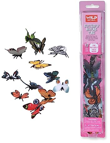 Wild Republic Butterfly Nature Tube, Insect Figurines Tube, Nature Toys, Kids Gifts, 12-piece,Multicolor,1.5 to 3