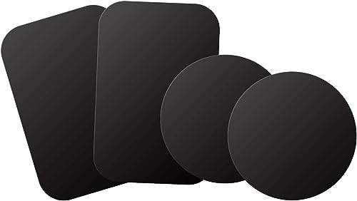 WizGear monteringsmetallplatta med lim för magnetisk vagga-fri montering -X4-pack 2 rektanglar och 2 runda (kompatibel med WizGear fästen) (svart)
