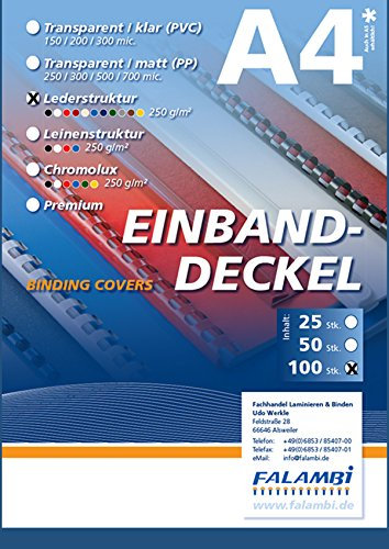 FALAMBI 100 Einbanddeckel mit Lederstruktur, Rückenkarton 250 gr/m², Rückendeckel für Bindungen (blau)